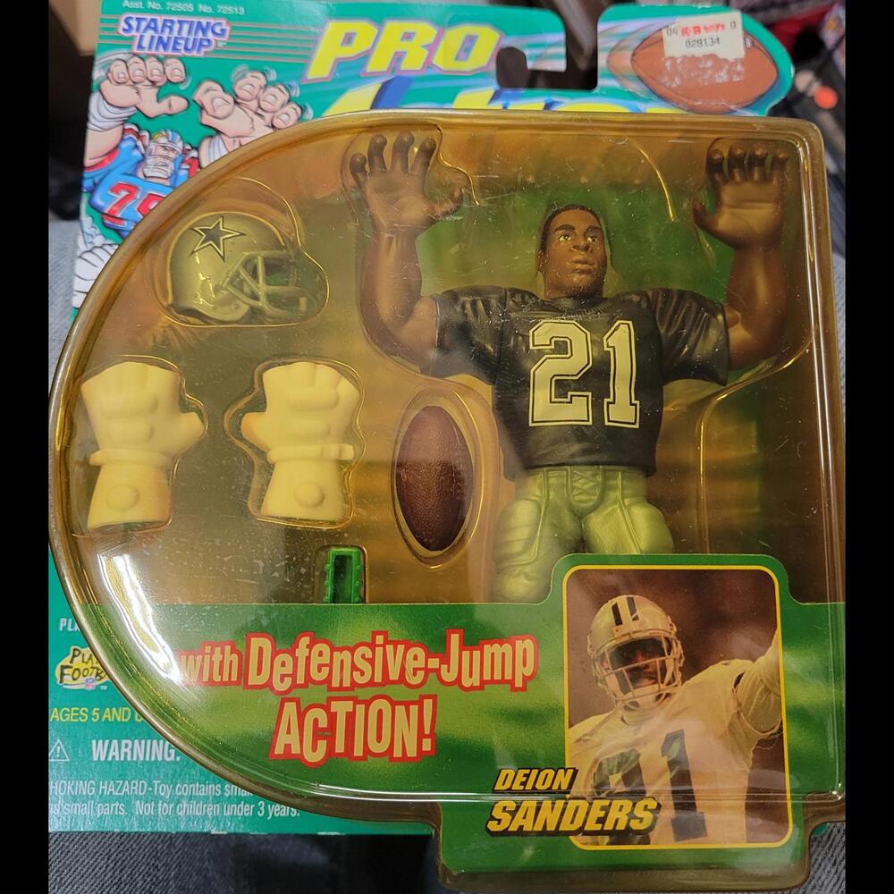 1999 Pro Action Football Deion Sanders Figure with Defensive Jump Action